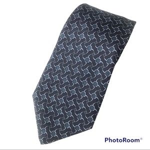HERMES Tie Luxury Silk Horse Bit Two  Tone Blue